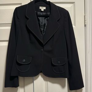 Loft Black Suit Jacket, size 12.  Beautiful Stitching and pleats